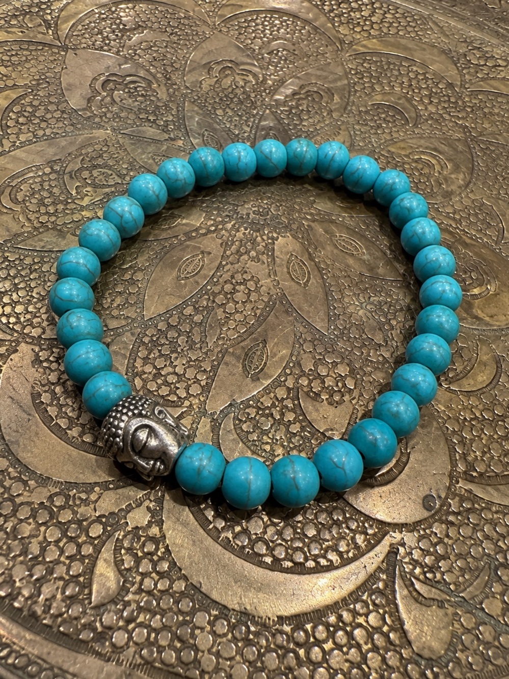 Bali Artisan Turquoise Howlite Buddha Beaded Bracelet